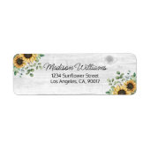 Waterverf Zonnebloem Eucalyptus Retouradres Etiket (Voorkant)
