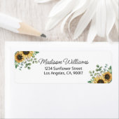 Waterverf Zonnebloem Eucalyptus Return Address Etiket (Insitu)