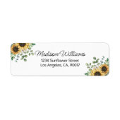 Waterverf Zonnebloem Eucalyptus Return Address Etiket (Voorkant)