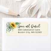 Waterverf Zonnebloem Eucalyptus Return Address Etiket (Insitu)