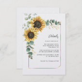 Waterverf Zonnebloem Eucalyptus Trouwgegevens Informatiekaartje (Voorkant / Achterkant)