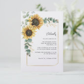 Waterverf Zonnebloem Eucalyptus Trouwgegevens Informatiekaartje (Staand voorkant)