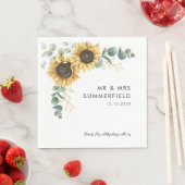 Waterverf Zonnebloem Eucalyptus Trouwpapier Servet (Insitu)