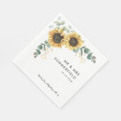 Waterverf Zonnebloem Eucalyptus Trouwpapier Servet (Hoek)