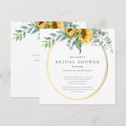 Waterverf Zonnebloem Eucalyptus Vrijgezellenfeest Kaart (Voorkant / Achterkant)