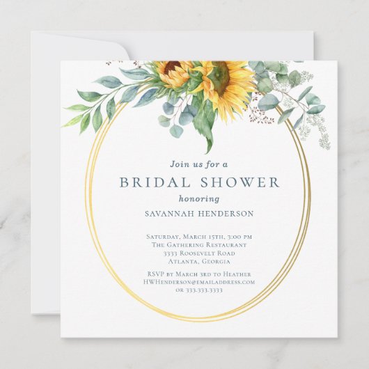 Waterverf Zonnebloem Eucalyptus Vrijgezellenfeest Kaart (Voorkant)