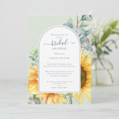 Waterverf Zonnebloem Eucalyptus Vrijgezellenfeest  Kaart (Staand voorkant)