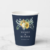Waterverf zonnebloem - eucalyptusbruiloft papieren bekers (Achterkant)