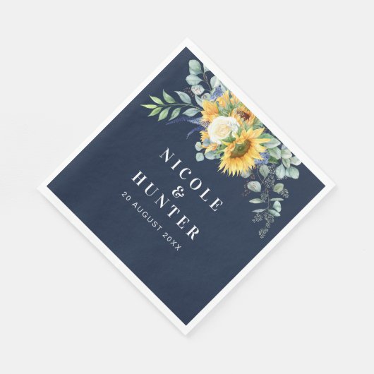 Waterverf zonnebloem - eucalyptusbruiloft servet (Hoek)