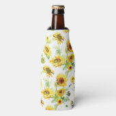 Waterverf Zonnebloem Flesjeskoeler (Fles Voorkant)