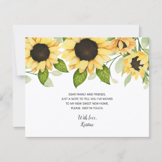 Waterverf zonnebloem Floral budget Moving Kaart (Achterkant)