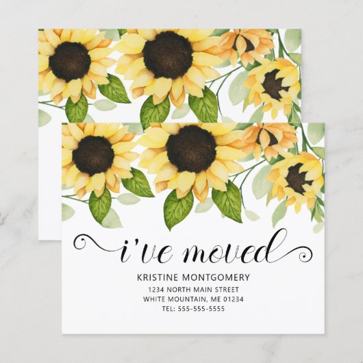 Waterverf zonnebloem Floral budget Moving Kaart (Voorkant / Achterkant)