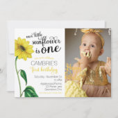 Waterverf zonnebloem foto eerste verjaardag kaart (Voorkant)