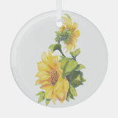 Waterverf zonnebloem Gadrden Flower Art Glas Ornament (Voorkant)