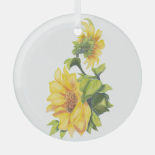 Waterverf zonnebloem Gadrden Flower Art Glas Ornament