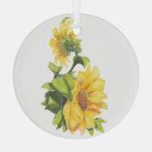 Waterverf zonnebloem Gadrden Flower Art Glas Ornament (Achterkant)