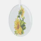 Waterverf zonnebloem Gadrden Flower Art Glas Ornament (Voorkant links)