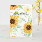 Waterverf Zonnebloem Geboortedag Kaart (Gele Bloem)