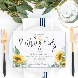 Waterverf Zonnebloem Geel Gebied Dag Partij Kaart