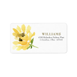 Waterverf Zonnebloem Geel Return Address Label