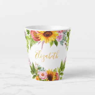 Waterverf Zonnebloem - Gele benaming Latte Mok