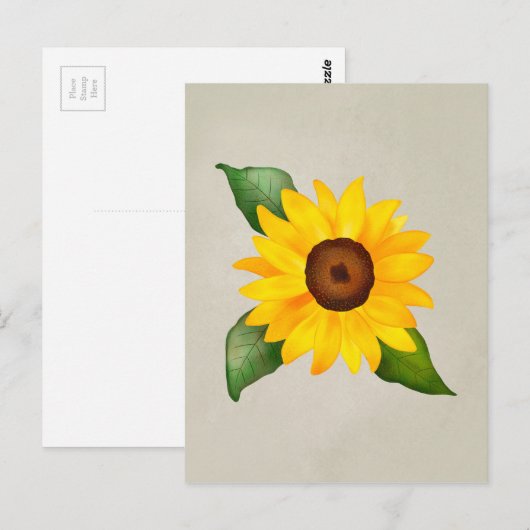 Waterverf Zonnebloem Gele Floral Briefkaart (Voorkant / Achterkant)