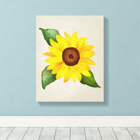 Waterverf Zonnebloem Gele Floral Canvas Afdruk (Insitu (Houten vloer))