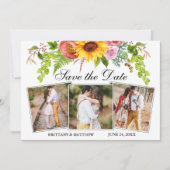 Waterverf Zonnebloem Gemengde Floral 3 Foto Save The Date (Voorkant)
