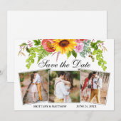 Waterverf Zonnebloem Gemengde Floral 3 Foto Save The Date (Voorkant / Achterkant)
