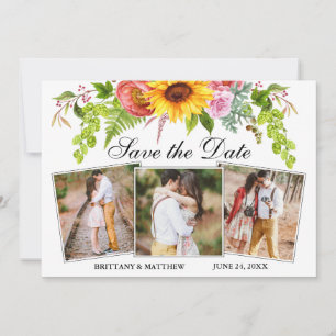 Waterverf Zonnebloem Gemengde Floral 3 Foto Save The Date