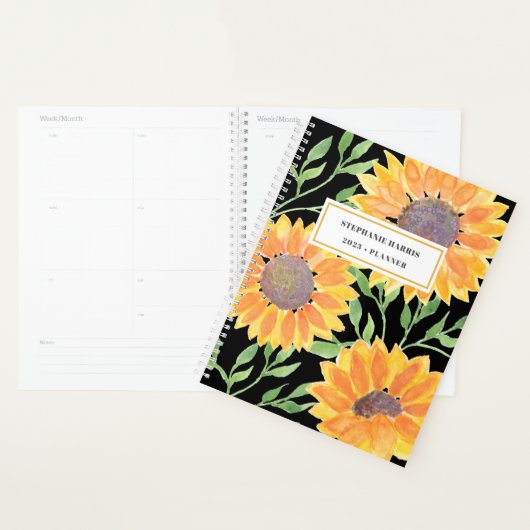 Waterverf Zonnebloem Gepersonaliseerd 2023 Planner