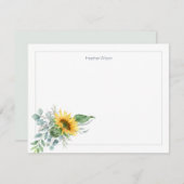 Waterverf zonnebloem gepersonaliseerd bedankkaart (Voorkant / Achterkant)