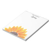 Waterverf zonnebloem gepersonaliseerd notitieblok (Linkerzijde)