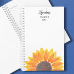 Waterverf zonnebloem gepersonaliseerd planner<br><div class="desc">Deze bloemplanner is versierd met een gele waterverf zonnebloem. Gemakkelijk aan te passen met jouw naam en jaar. Originele Waterverf © Michele Davies.</div>