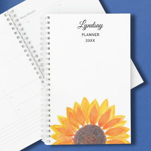 Waterverf zonnebloem gepersonaliseerd planner