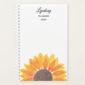 Waterverf zonnebloem gepersonaliseerd planner (Voorkant)