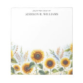 Waterverf zonnebloem gepersonaliseerd vanuit het b notitieblok (Voorkant)