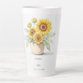 Waterverf Zonnebloem Gepersonaliseerde Passen getr Latte Mok