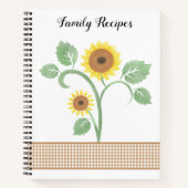 Waterverf Zonnebloem Gingham Familie Recept Notitieboek (Voorkant)