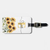 Waterverf Zonnebloem Girly Stijlvolle Bloemen Mono Bagagelabel (Voorkant horizontaal)