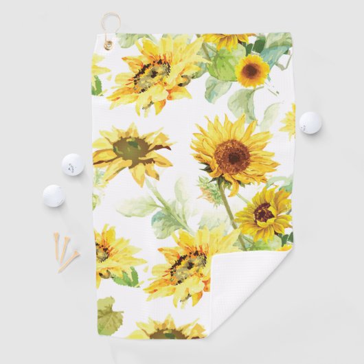 Waterverf Zonnebloem Golfhanddoek (Insitu)