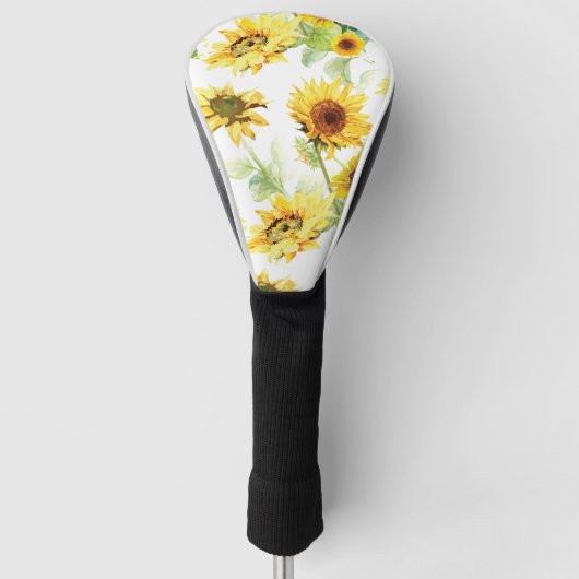 Waterverf Zonnebloem Golfheadcover (Voorkant)