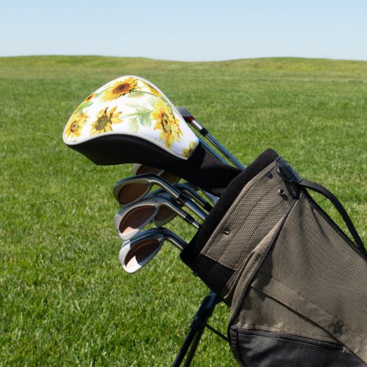 Waterverf Zonnebloem Golfheadcover (Insitu)