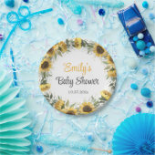 Waterverf Zonnebloem Grieks Baby shower P Papieren Bordje (Feest)