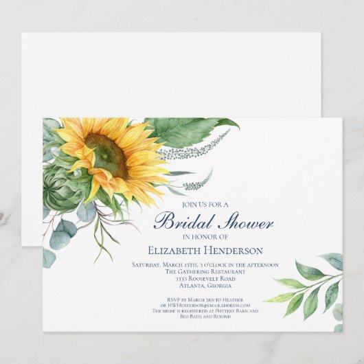 Waterverf Zonnebloem Grieks Vrijgezellenfeest Kaart (Voorkant / Achterkant)