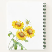 Waterverf Zonnebloem Groen Monogram Schetsboek Notitieboek (Achterkant)