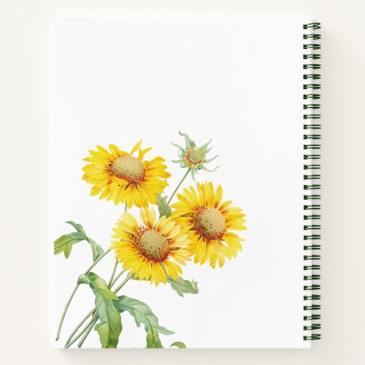 Waterverf Zonnebloem Groen Monogram Schetsboek Notitieboek (Achterkant)