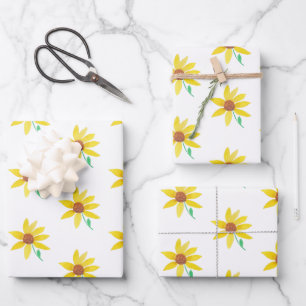 Waterverf Zonnebloem Handgeschilderd Mooi Patroon Inpakpapier Vel