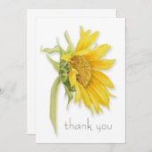 Waterverf Zonnebloem Hartelijk dank Bedankkaart (Voorkant / Achterkant)