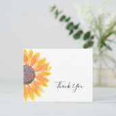 Waterverf Zonnebloem Hartelijk dank Briefkaart (Staand voorkant)